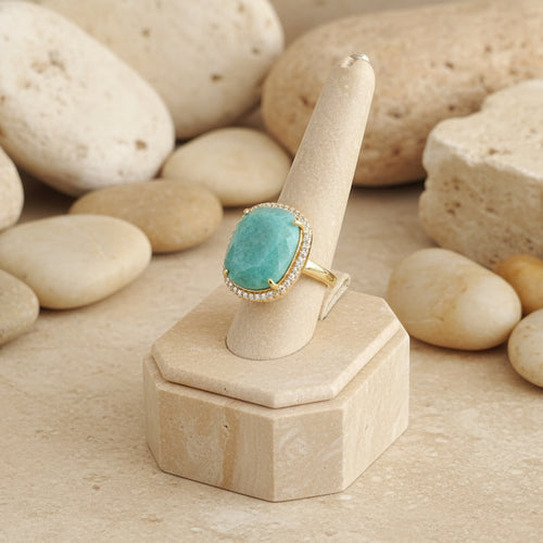 Bague AMAZONE – Amazonite, Rhodonite ou Jaspe Kambaba | Marguerite Violette