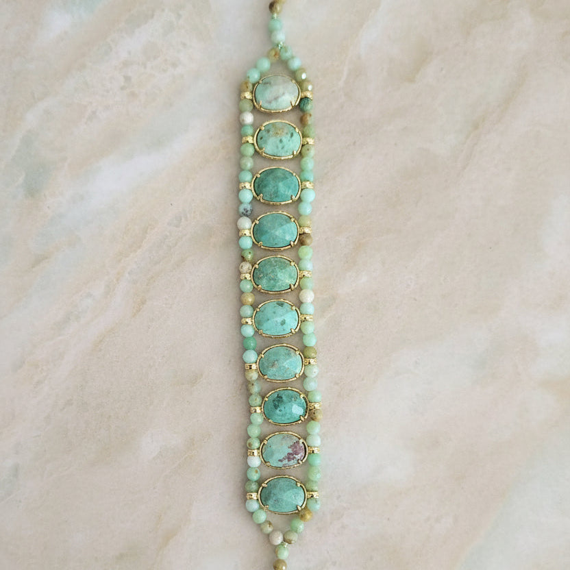 Bracelet CHRYSO – Chrysoprase & Turquoise de Mongolie