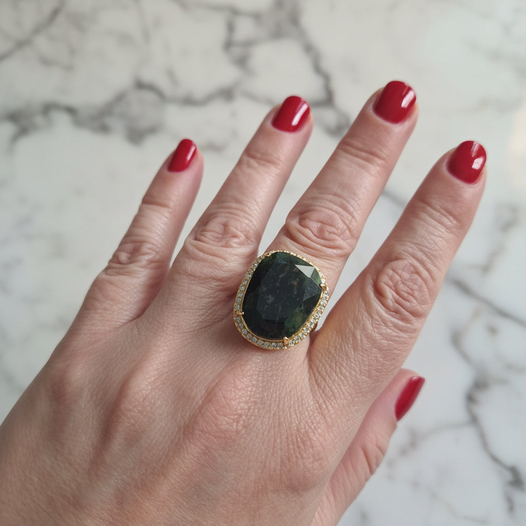 Bague AMAZONE – Amazonite, Rhodonite ou Jaspe Kambaba | Marguerite Violette