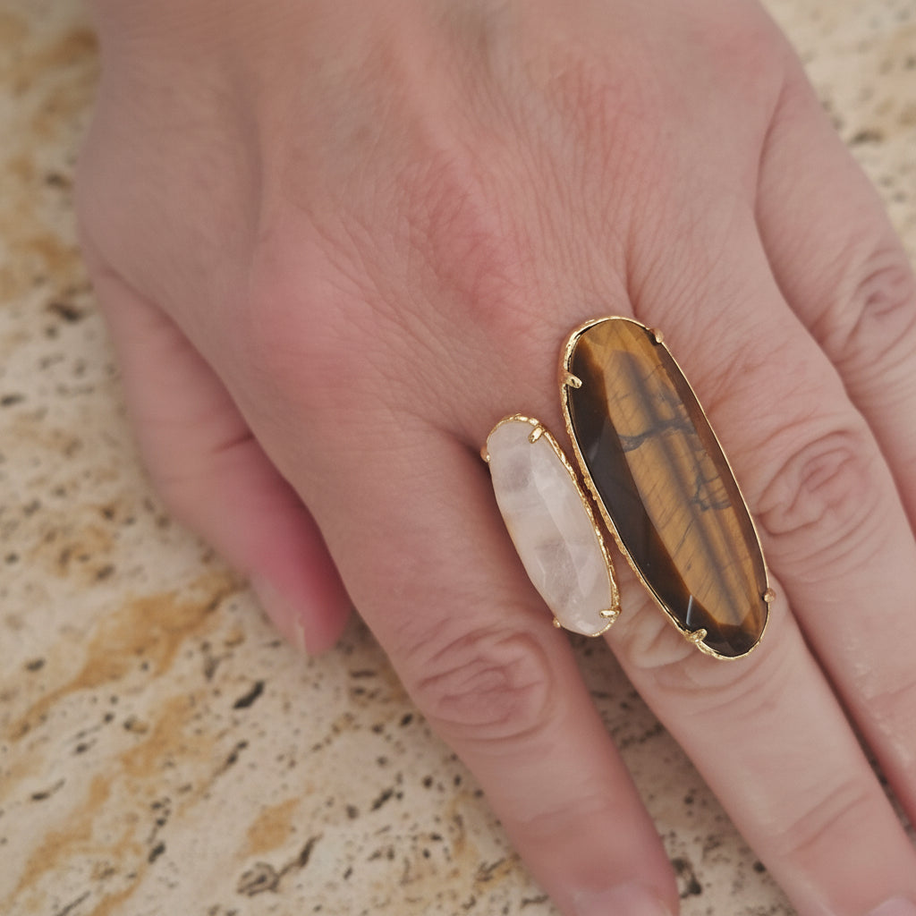 Bague BIPIERRES – Duo de Pierres Naturelles