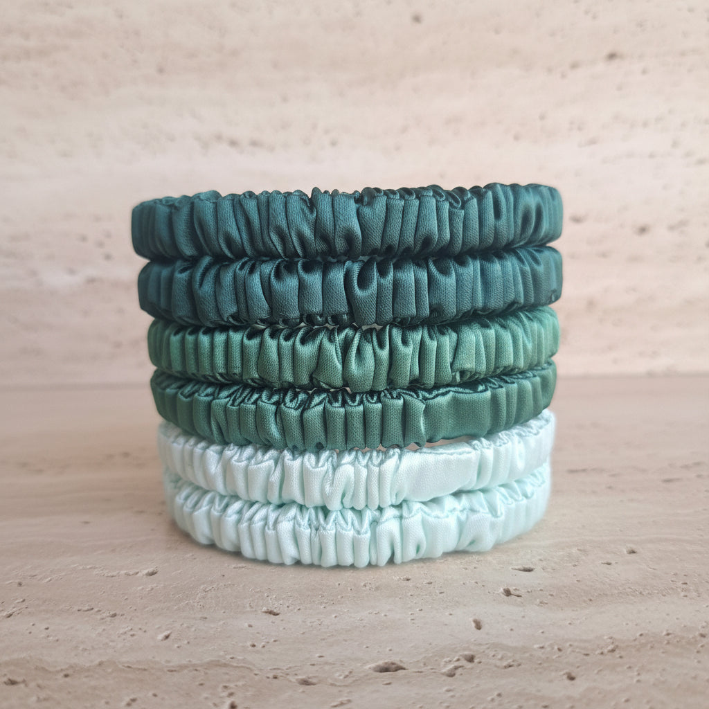 Chouchou fin ou SCRUNCHIE – Lot de 6 en Soie de Mûrier