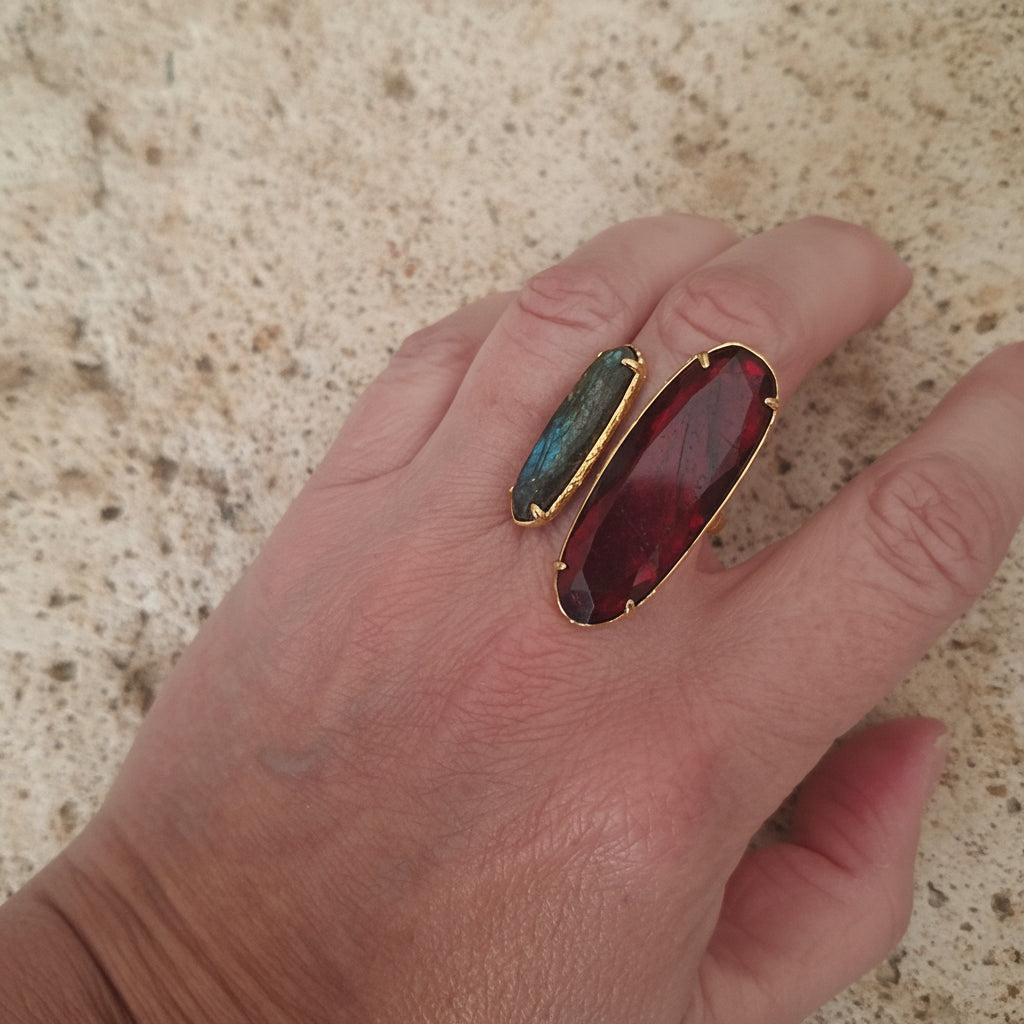 Bague BIPIERRES – Duo de Pierres Naturelles