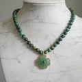 Collier Lucky turquoise africaine pendentif aventurine trèfle - Marguerite Violette"