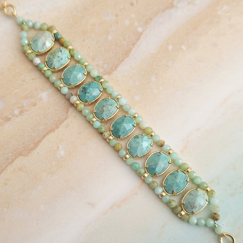 Bracelet CHRYSO – Chrysoprase & Turquoise de Mongolie