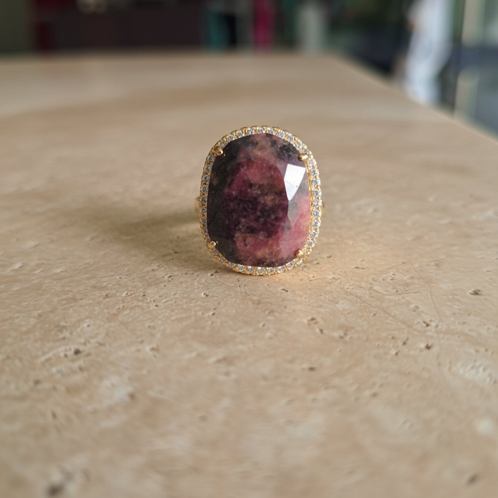 Bague AMAZONE – Amazonite, Rhodonite ou Jaspe Kambaba | Marguerite Violette