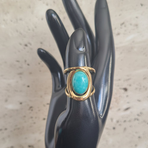 Bague AMA – Amazonite Naturelle Ajustable | Marguerite Violette