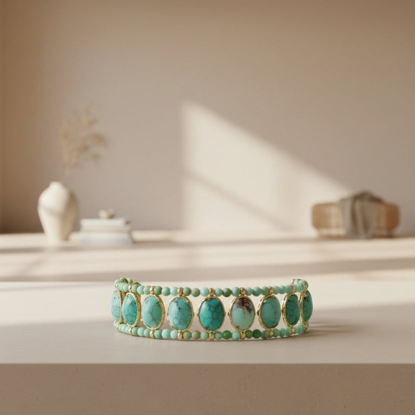 Bracelet CHRYSO – Chrysoprase & Turquoise de Mongolie
