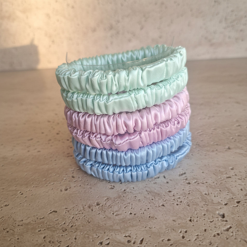 Chouchou fin ou SCRUNCHIE – Lot de 6 en Soie de Mûrier
