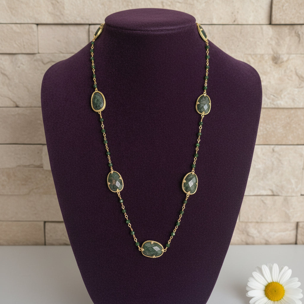 Sautoir Full Green – Agate Verte & Turquoise Africaine